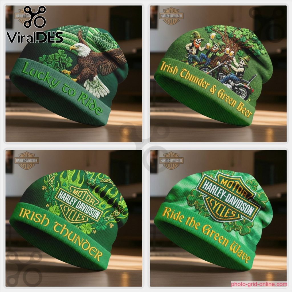 Harley Davidson Motor St Patricks Day Beanie Hat