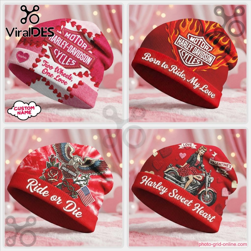 Harley Davidson Motor Valentine Day Beanie Hat