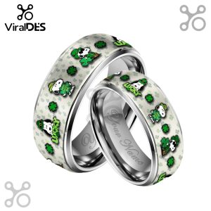 Custom Name Snoopy Silver Tungsten Ring - Personalized jewelry for Snoopy fans!