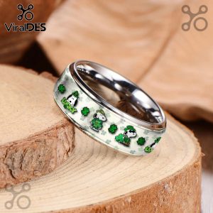 Custom Name Snoopy Silver Tungsten Ring - Personalized jewelry for Snoopy lovers.