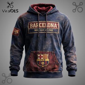 Barcelona hoodie featuring the club's logo and colors, with the text