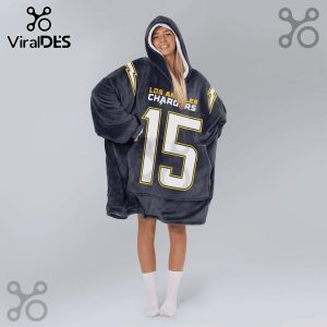 Los Angeles Chargers, number 15, gray, wearable blanket hoodie.!