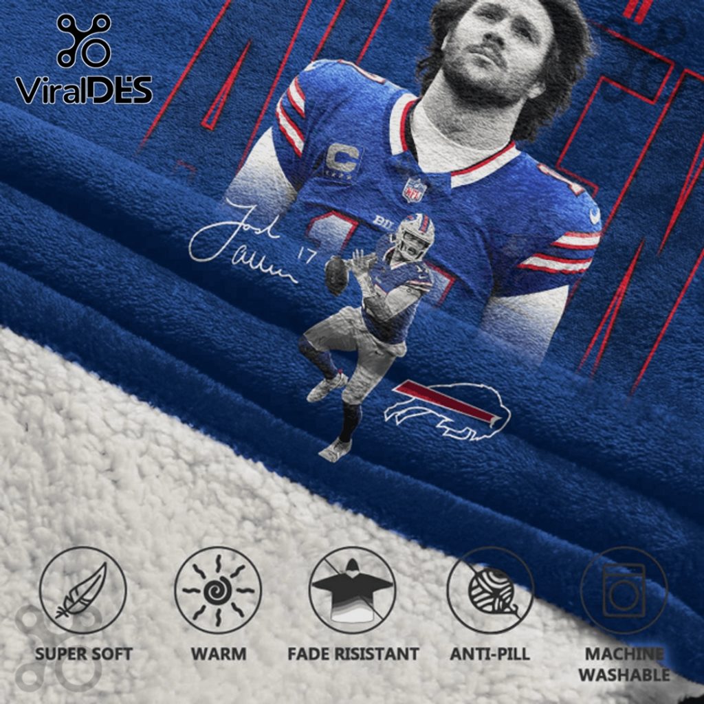 Josh Allen Buffalo Bills 17 NFL Player Graphic Oversized Blanket Hoodie