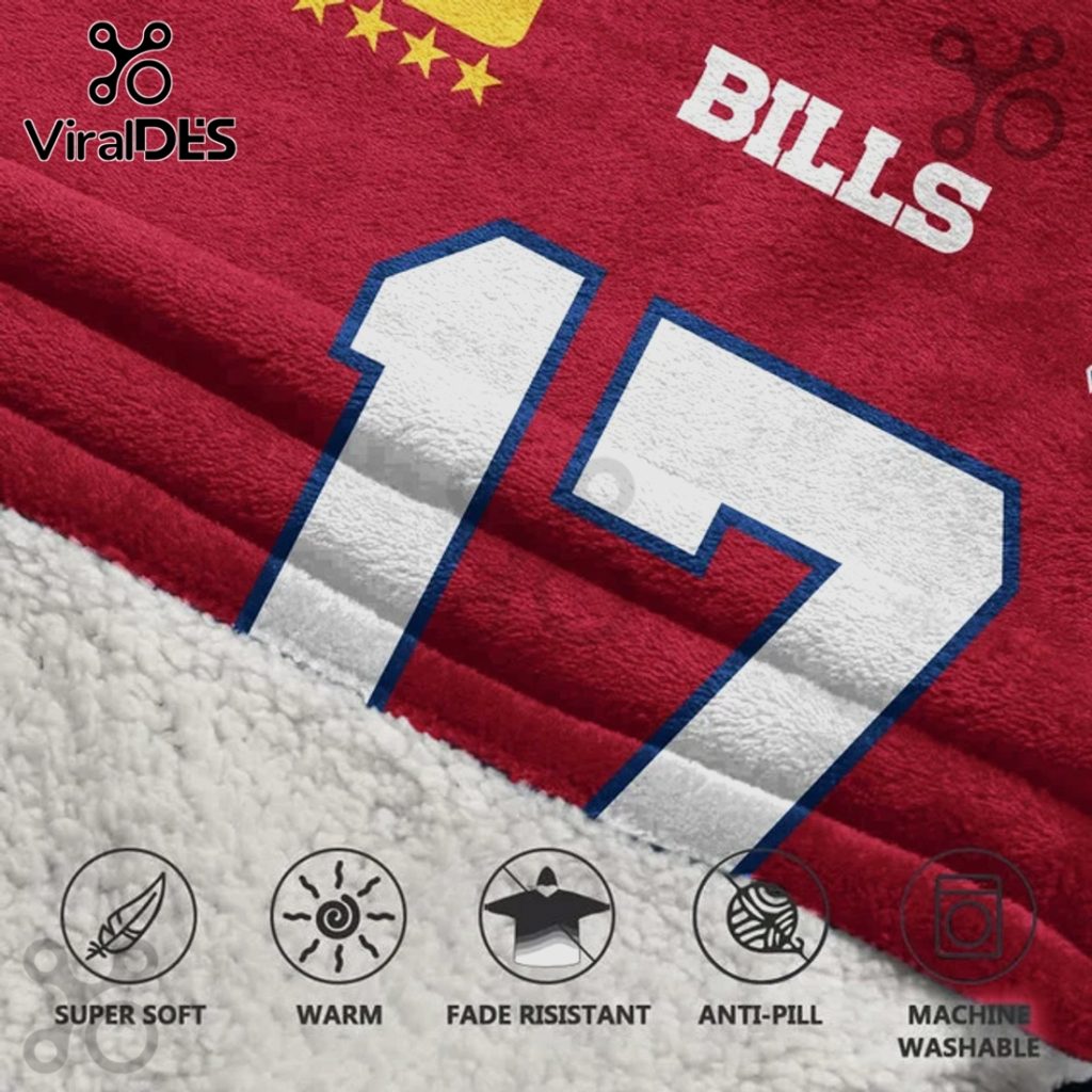 Josh Allen Buffalo Bills 17 NFL Player Red Oversized Blanket Hoodie Josh Allen Buffalo Bills 17 NFL Player Red Oversized Blanket Hoodie