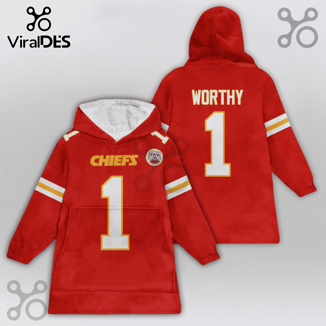 Kansas City Chiefs 1 Player Snuggle Hoodie Blanket Kansas City Chiefs 1 Player Snuggle Hoodie Blanket