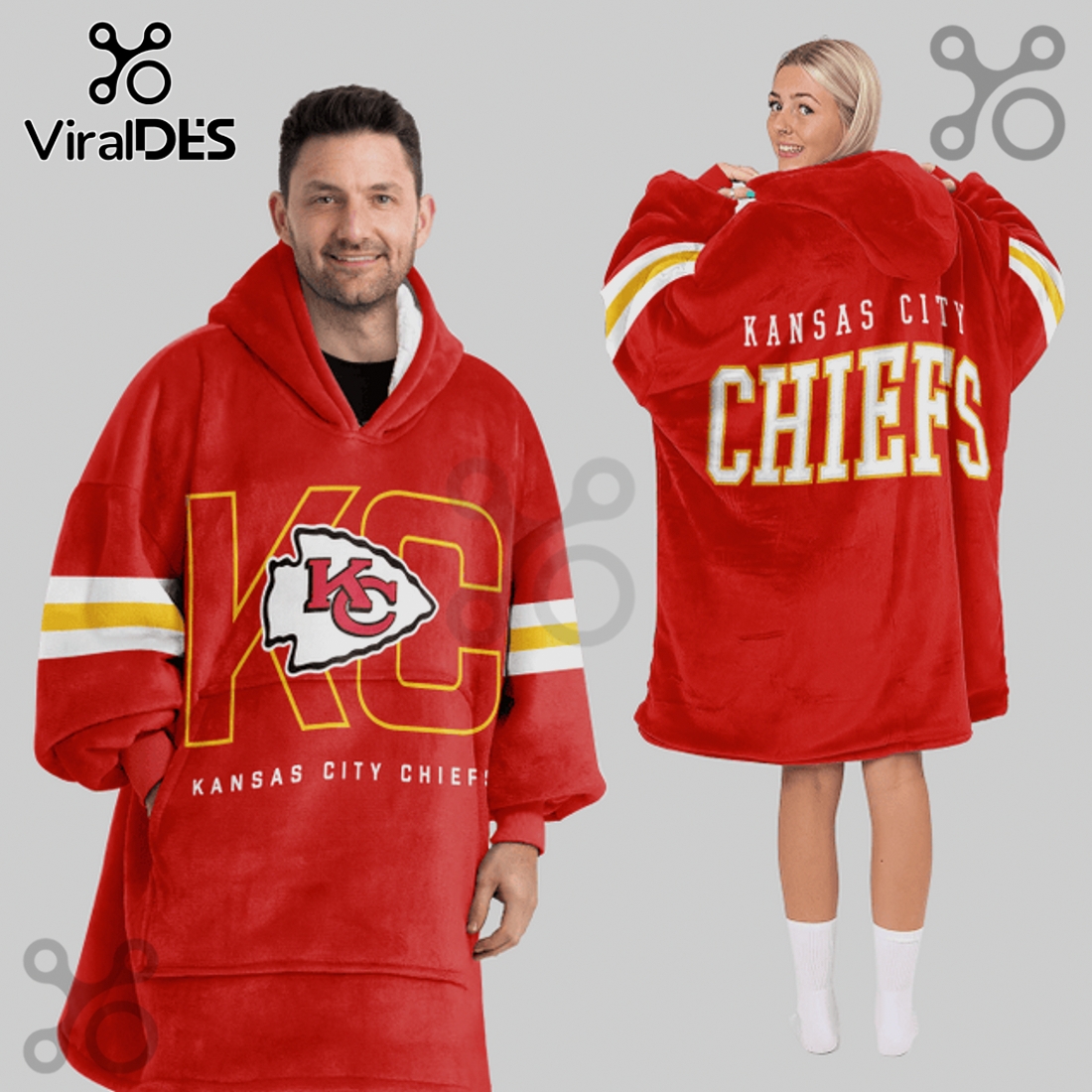 Kansas City Chiefs Oversized Sherpa Lined Wearable Blanket Hoodie Kansas City Chiefs Oversized Sherpa Lined Wearable Blanket Hoodie