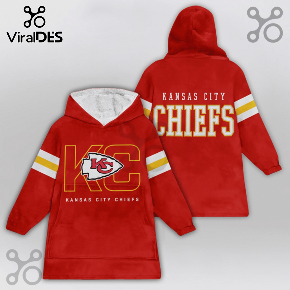 Kansas City Chiefs Oversized Sherpa Lined Wearable Blanket Hoodie Kansas City Chiefs Oversized Sherpa Lined Wearable Blanket Hoodie
