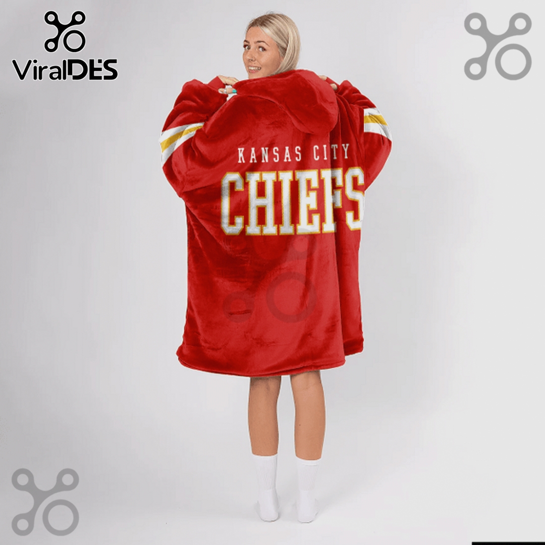 Kansas City Chiefs Oversized Sherpa Lined Wearable Blanket Hoodie Kansas City Chiefs Oversized Sherpa Lined Wearable Blanket Hoodie