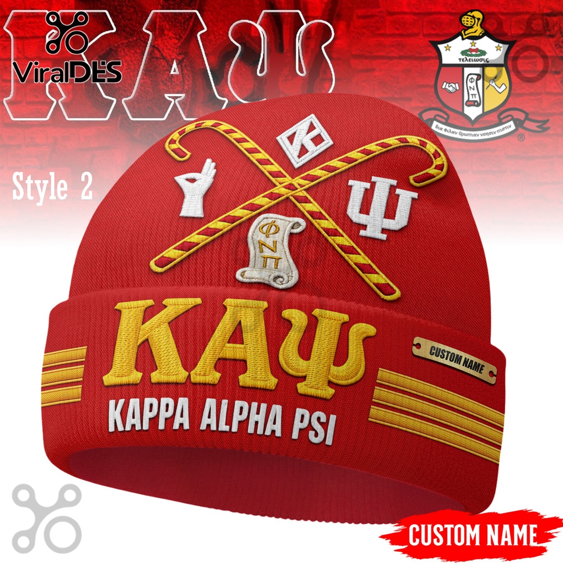 Kappa Alpha Psi Custom Name Beanie Hat Kappa Alpha Psi Custom Name Beanie Hat