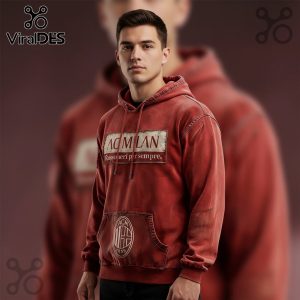 Red hoodie with 'AC Milan' and 'Rossoneri per sempre' text, plus the AC Milan logo.!
