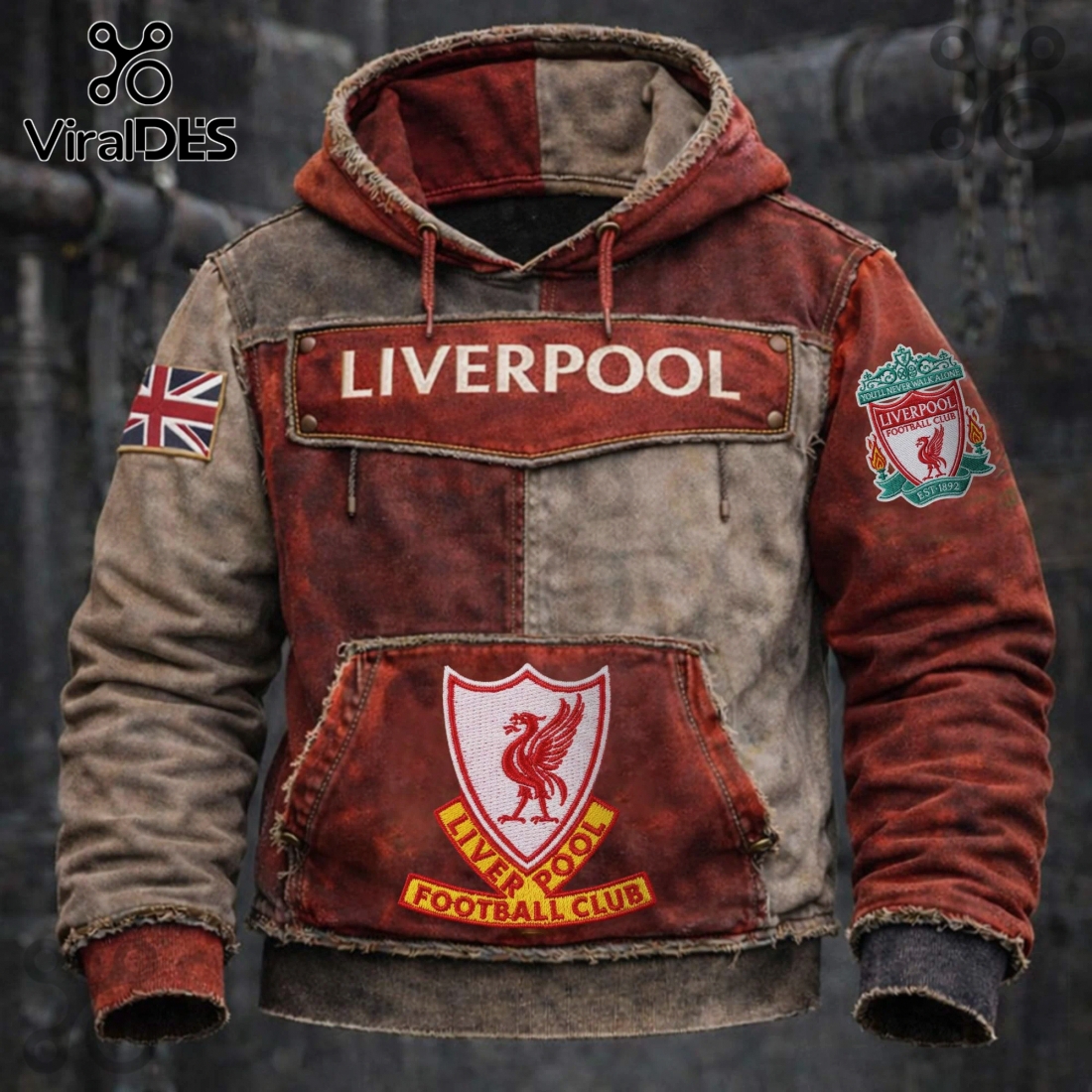 Liverpool Football Club Vintage Style Graphic Hoodie Liverpool Football Club Vintage Style Graphic Hoodie