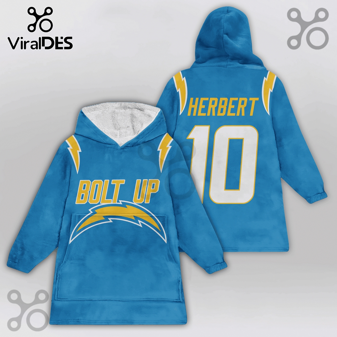 Los Angeles Chargers Bolt Up Oversized Blanket Hoodie Los Angeles Chargers Bolt Up Oversized Blanket Hoodie