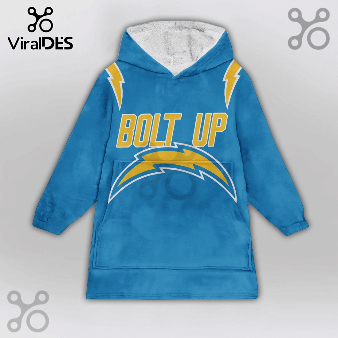 Los Angeles Chargers Bolt Up Oversized Blanket Hoodie Los Angeles Chargers Bolt Up Oversized Blanket Hoodie