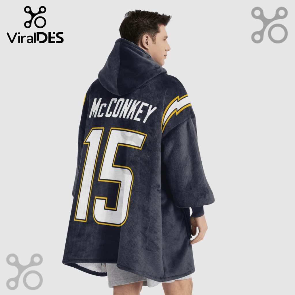 Los Angeles Chargers Navy Number 15 Snuggle Blanket Hoodie