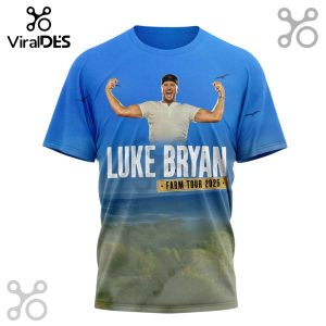 Luke Bryan Farm Tour 2026 T-Shirt featuring the singer, tour name, and landscape design.!