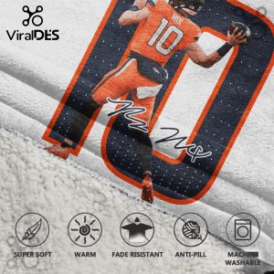Bo Nix Denver Broncos 10 Football Player Oversized Blanket Hoodie
