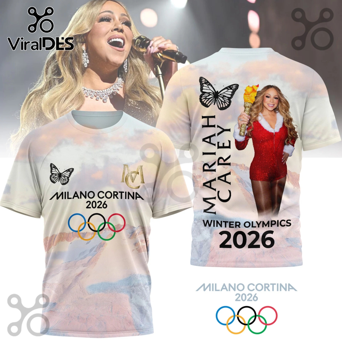 Mariah Carey Winter Olympics 2026 3D T-Shirt Mariah Carey Winter Olympics 2026 3D T-Shirt