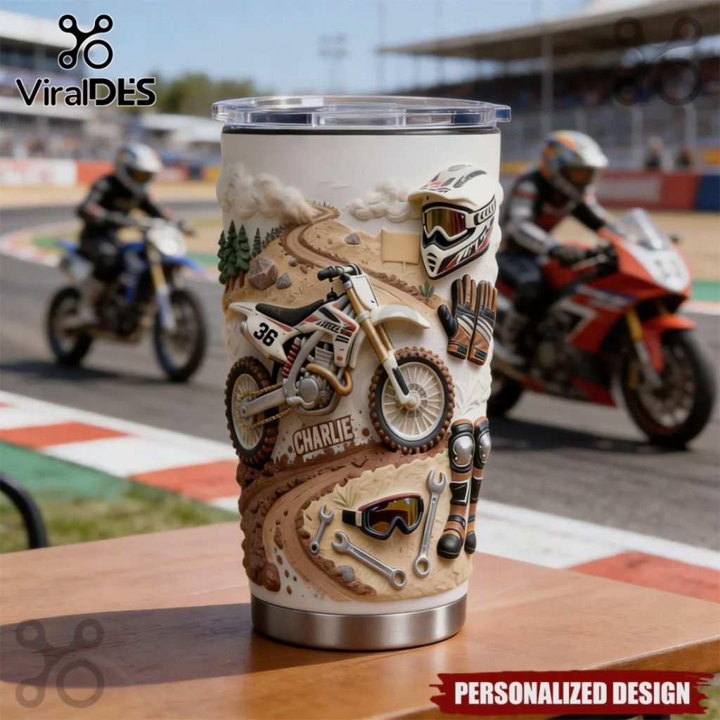 Motocross Personalized 3D Design, Off Road Motorcycle Lover Engraved Tumbler