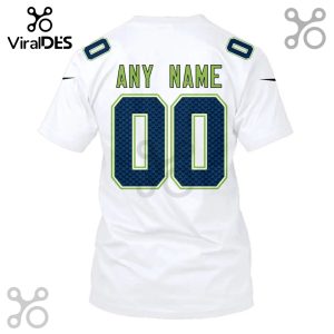 White t-shirt with custom name and number on the back. Football jersey style.!