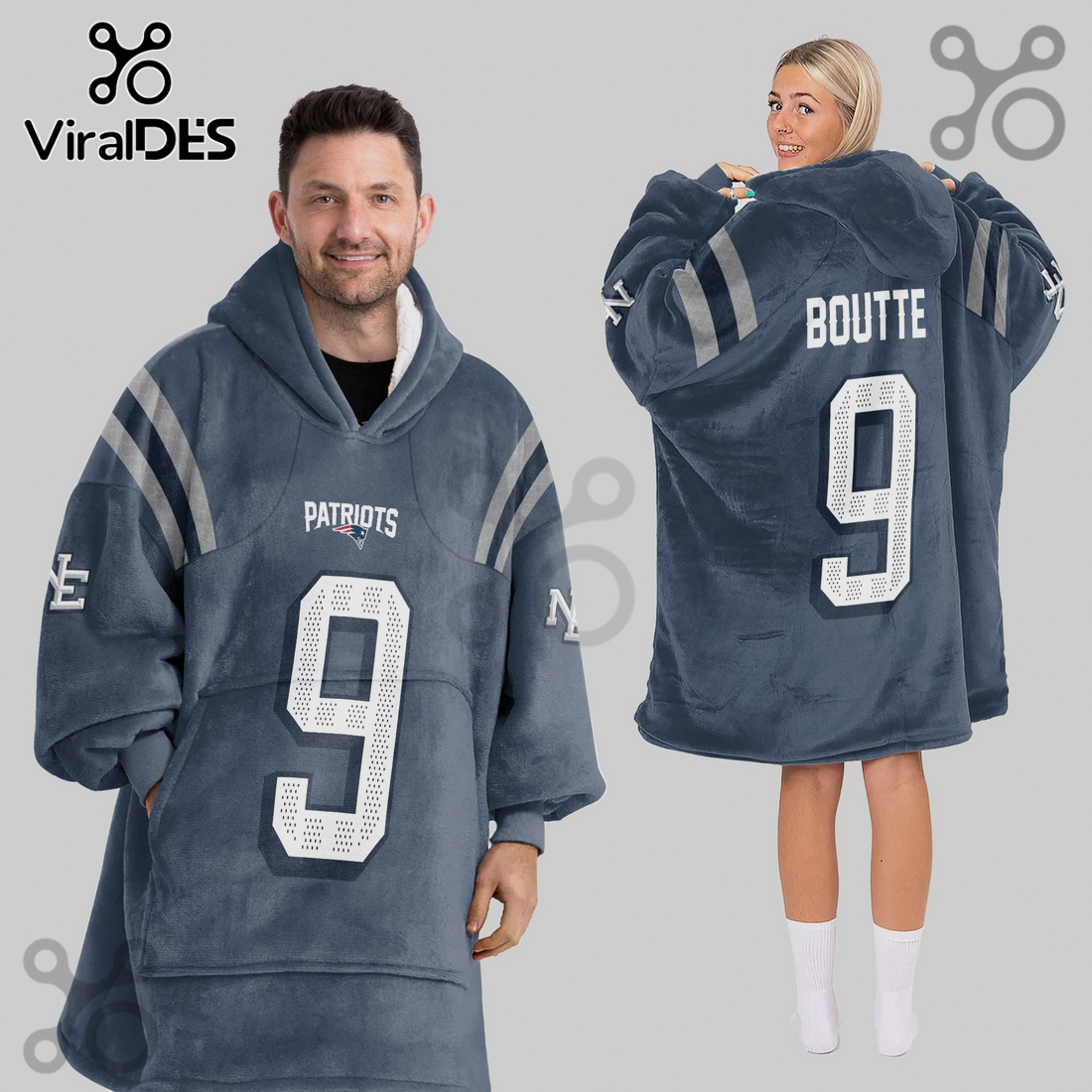 New England Patriots Boutte 9 NFL Oversized Wearable Blanket Hoodie New England Patriots Boutte 9 NFL Oversized Wearable Blanket Hoodie