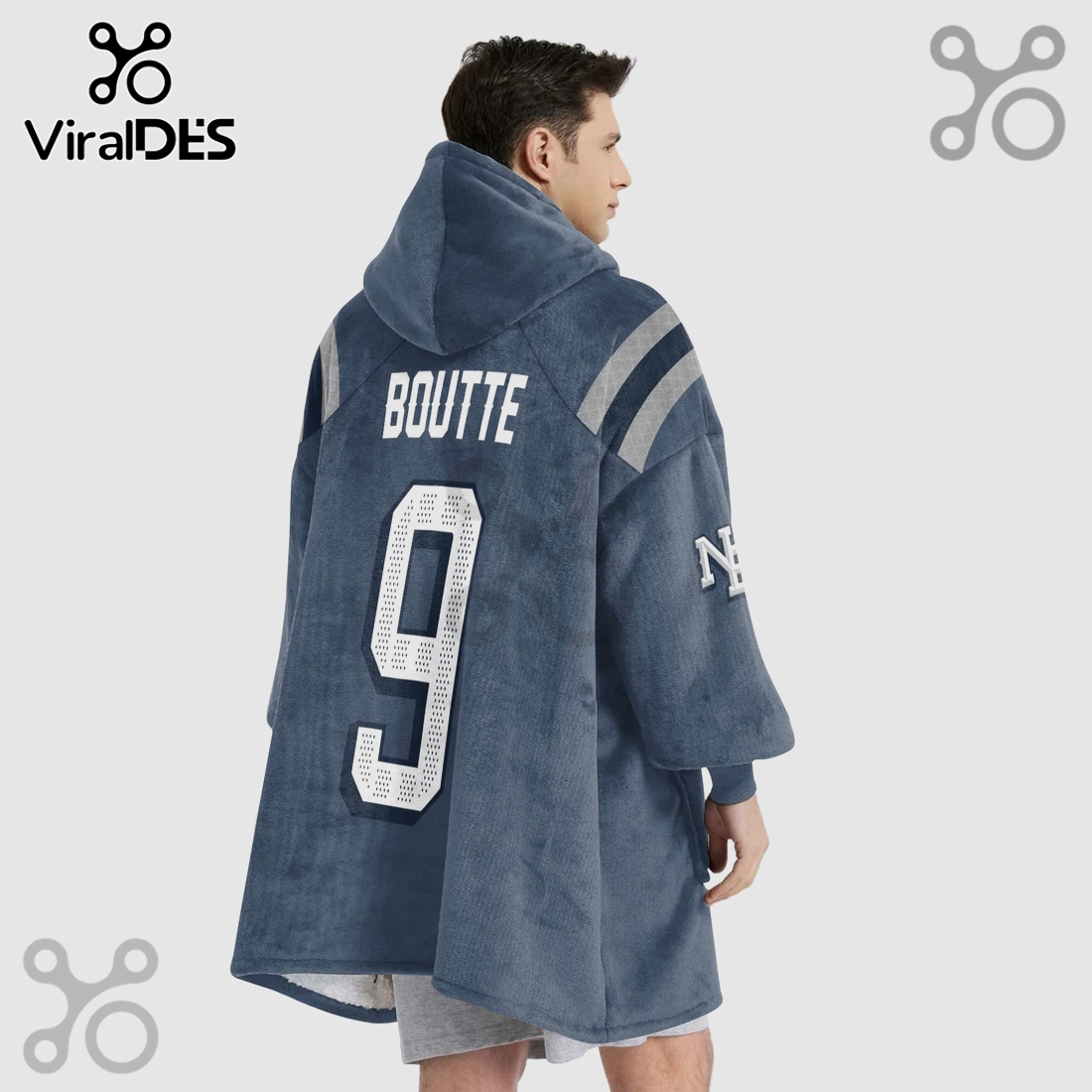 New England Patriots Boutte 9 NFL Oversized Wearable Blanket Hoodie New England Patriots Boutte 9 NFL Oversized Wearable Blanket Hoodie