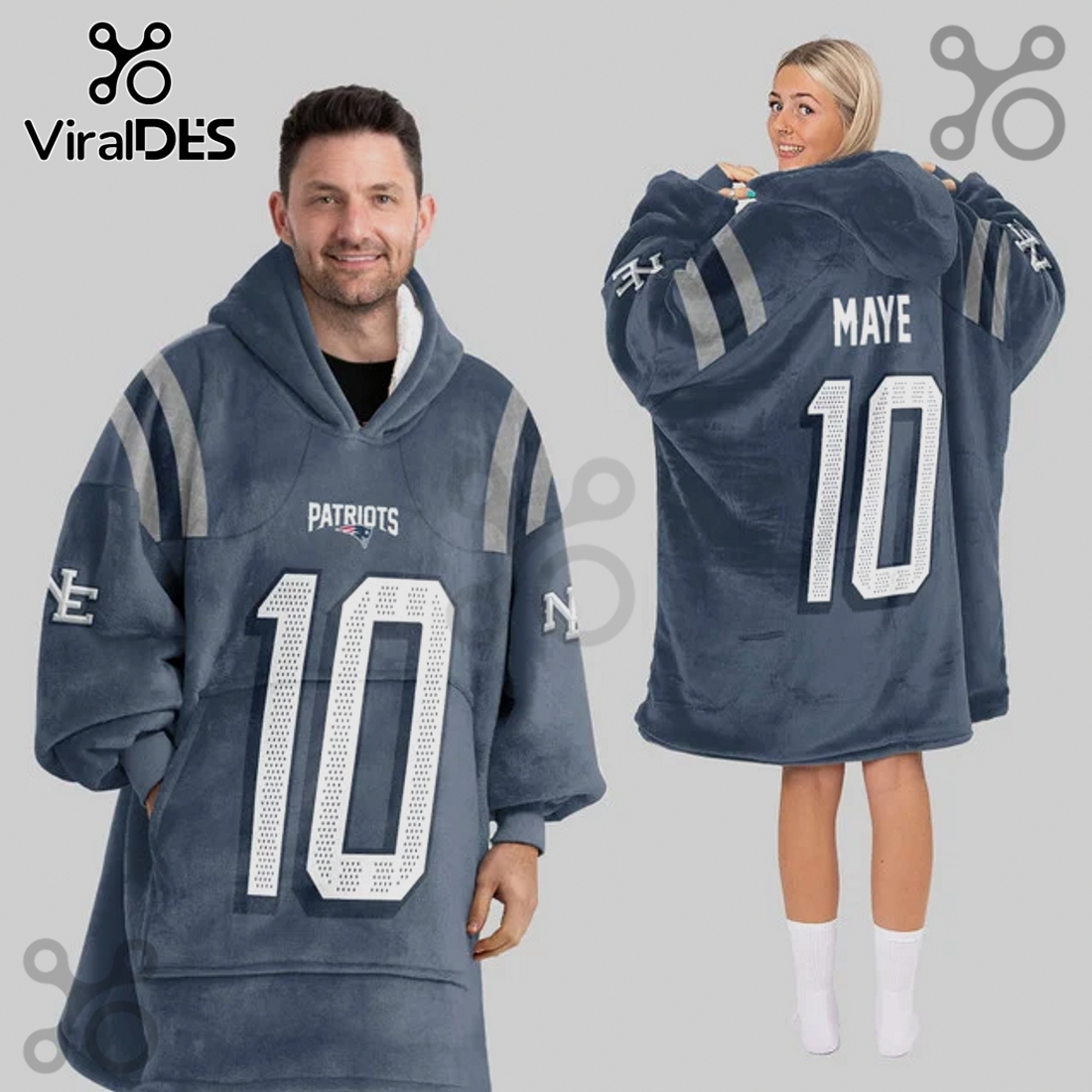 New England Patriots Maye 10 NFL Oversized Blanket Hoodie New England Patriots Maye 10 NFL Oversized Blanket Hoodie