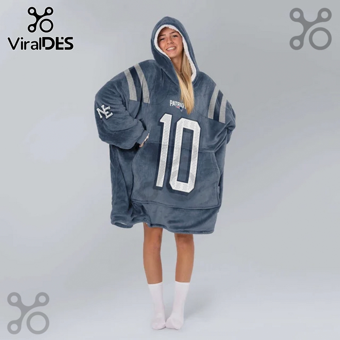 New England Patriots Maye 10 NFL Oversized Blanket Hoodie New England Patriots Maye 10 NFL Oversized Blanket Hoodie