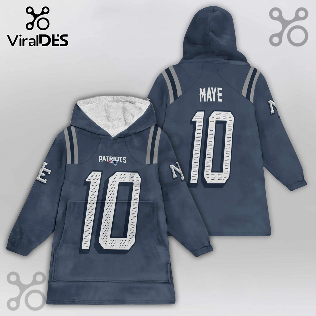 New England Patriots Maye 10 NFL Oversized Blanket Hoodie New England Patriots Maye 10 NFL Oversized Blanket Hoodie