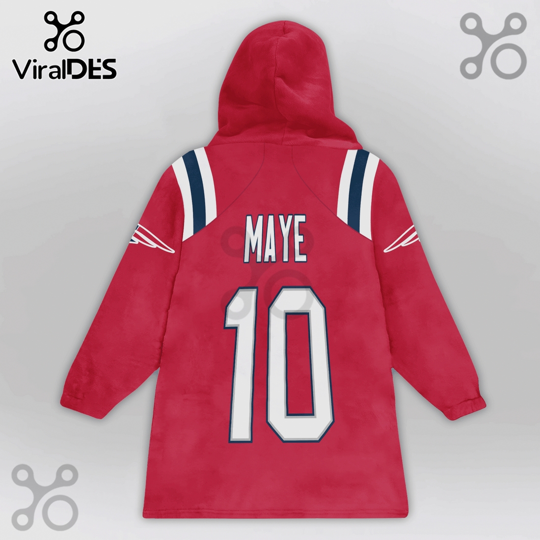 New England Patriots Maye 10 NFL Red Jersey Oversized Blanket Hoodie New England Patriots Maye 10 NFL Red Jersey Oversized Blanket Hoodie