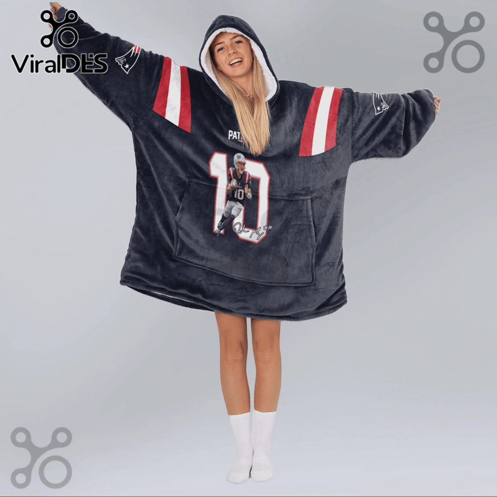 New England Patriots Navy Jersey Blanket Hoodie