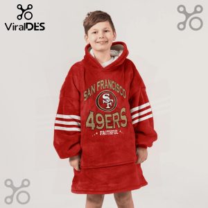 Red oversized hoodie and skirt combo with San Francisco 49ers logo and 'Faithful' text!