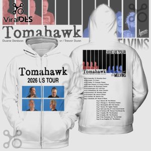 Tomahawk 2026 US Tour white zip-up hoodie with tour dates and member photos!