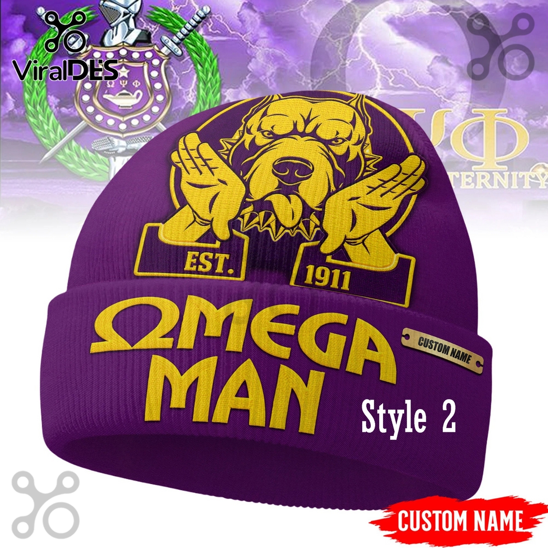 Omega Psi Phi Custom Name Beanie Hat Omega Psi Phi Custom Name Beanie Hat