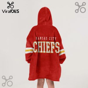 Red hooded blanket featuring 'Kansas City Chiefs' text and stripes.!