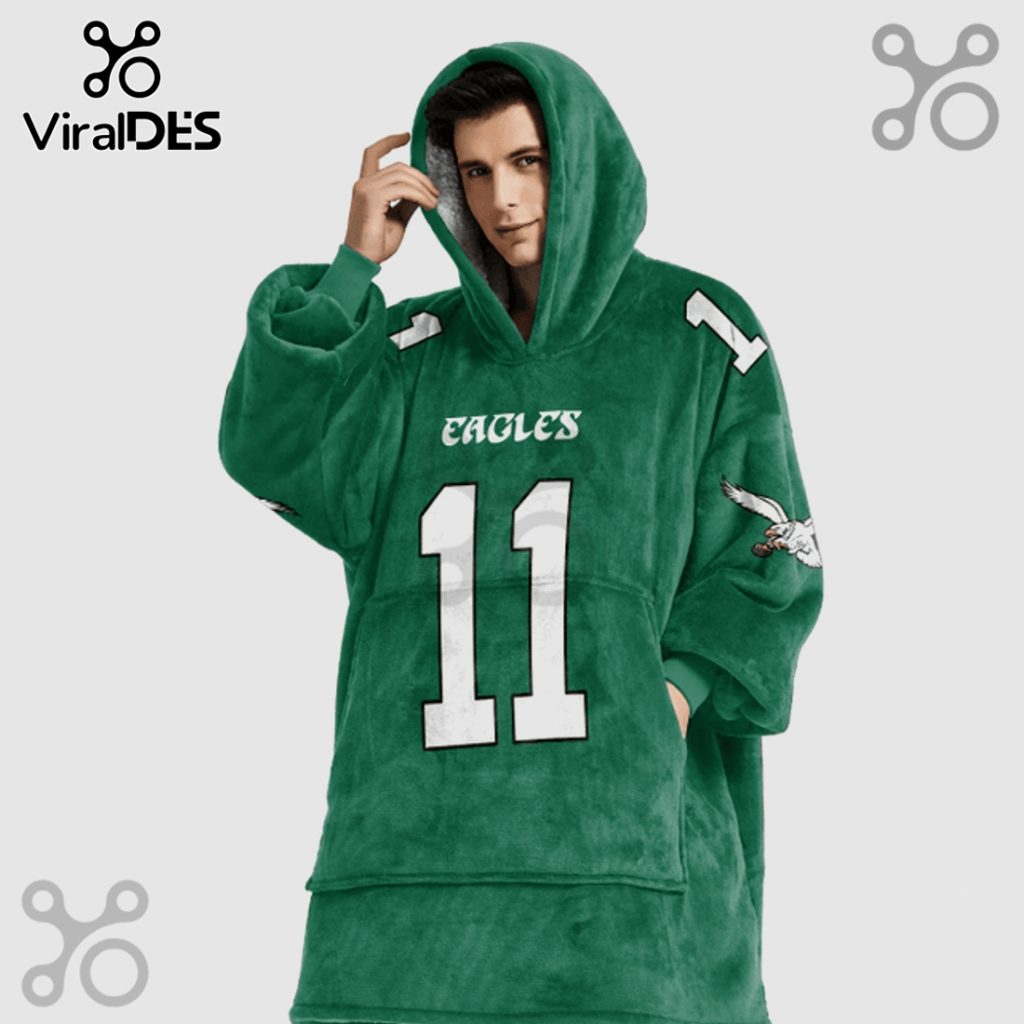 Philadelphia Eagles A.J. Brown 11 NFL Football Oversized Blanket Hoodie