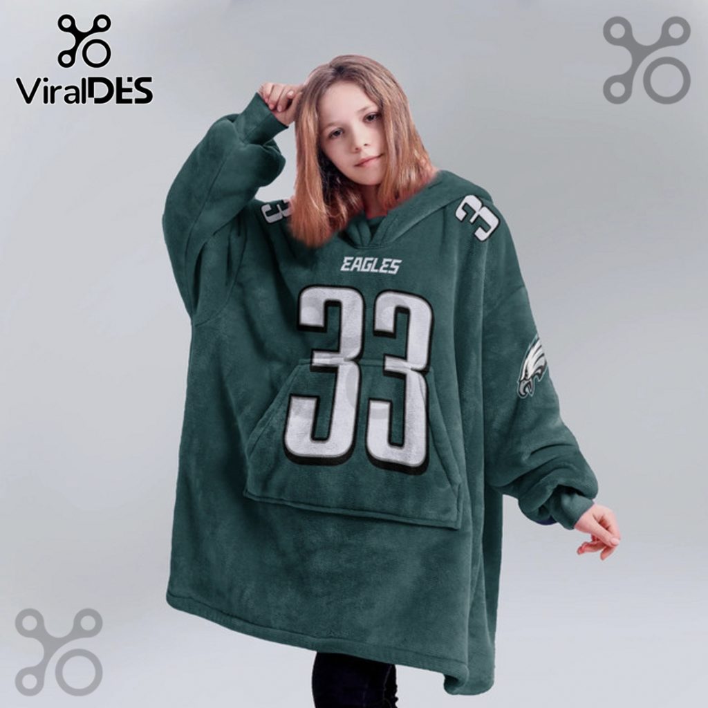 Philadelphia Eagles Cooper DeJean 33 Football Blanket Hoodie
