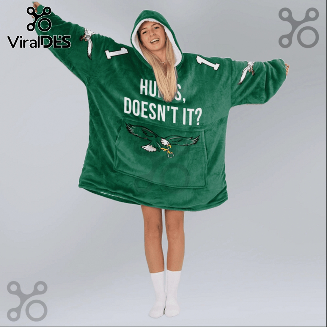 Philadelphia Eagles Hurts 1 Graphic Oversized Blanket Hoodie Philadelphia Eagles Hurts 1 Graphic Oversized Blanket Hoodie