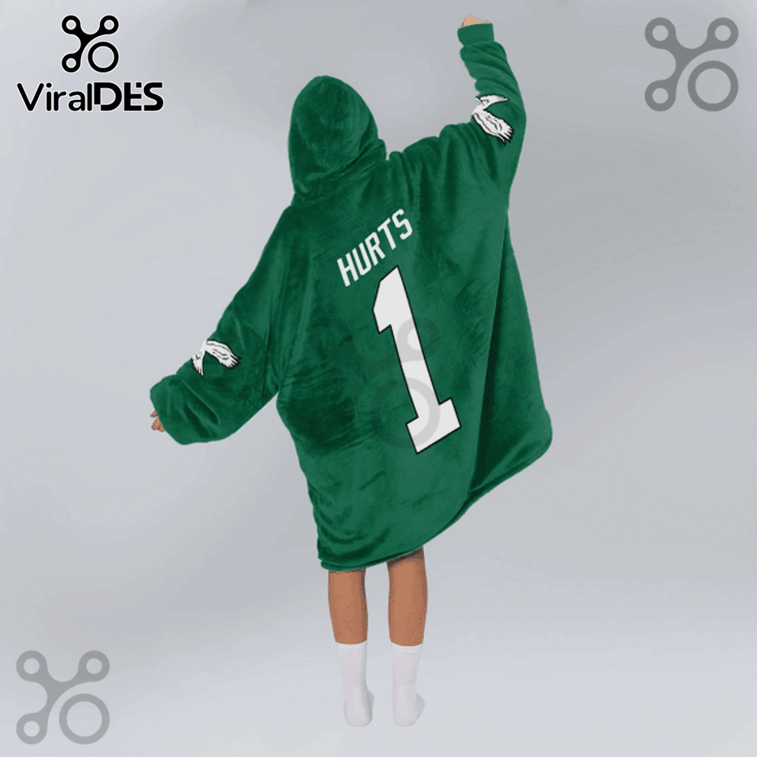 Philadelphia Eagles Hurts 1 Graphic Oversized Blanket Hoodie Philadelphia Eagles Hurts 1 Graphic Oversized Blanket Hoodie