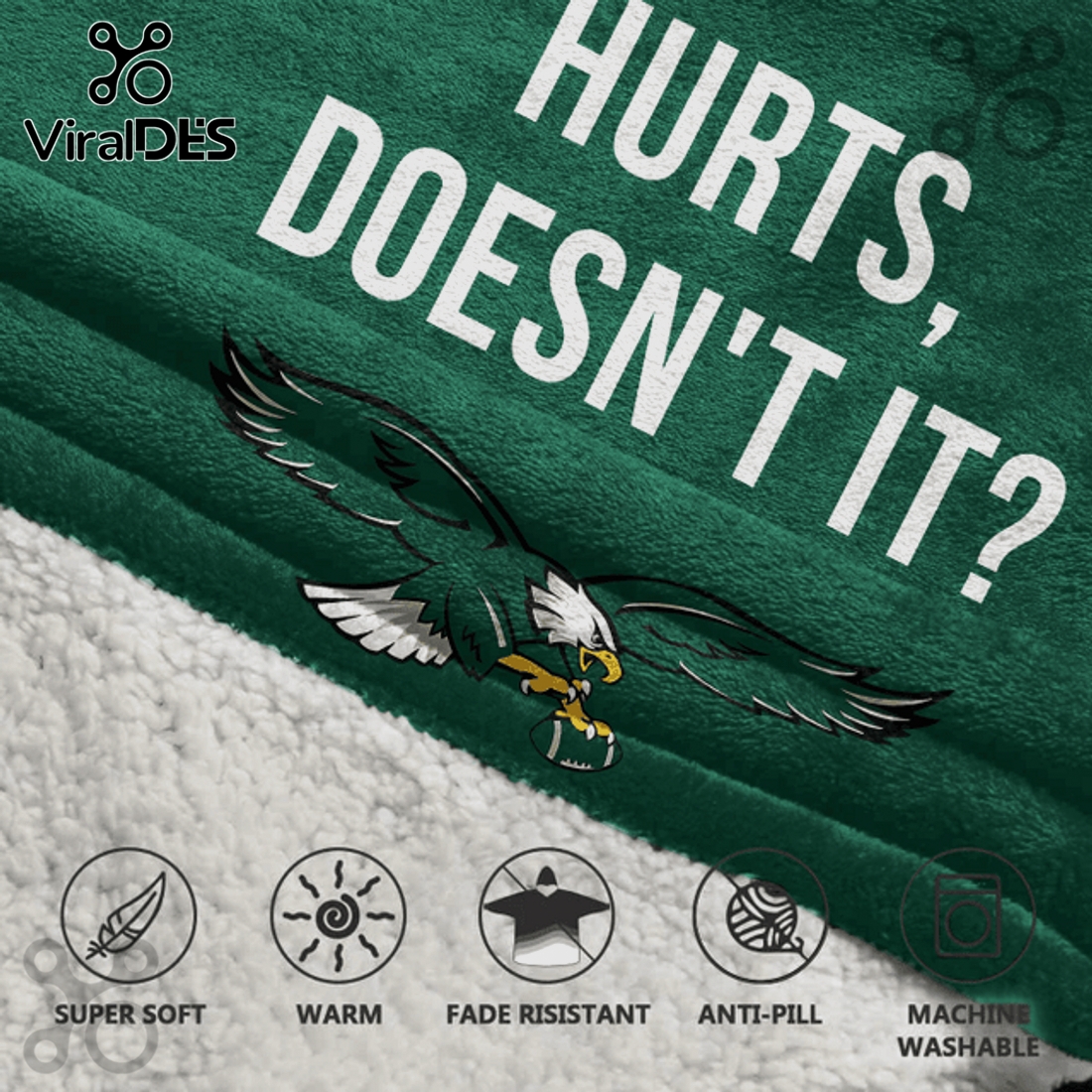 Philadelphia Eagles Hurts 1 Graphic Oversized Blanket Hoodie Philadelphia Eagles Hurts 1 Graphic Oversized Blanket Hoodie
