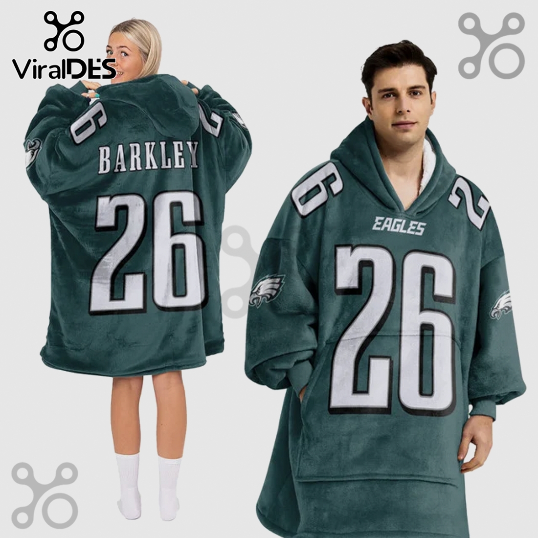 Philadelphia Eagles Saquon Barkley 26 Football Oversized Wearable Blanket Hoodie Philadelphia Eagles Saquon Barkley 26 Football Oversized Wearable Blanket Hoodie