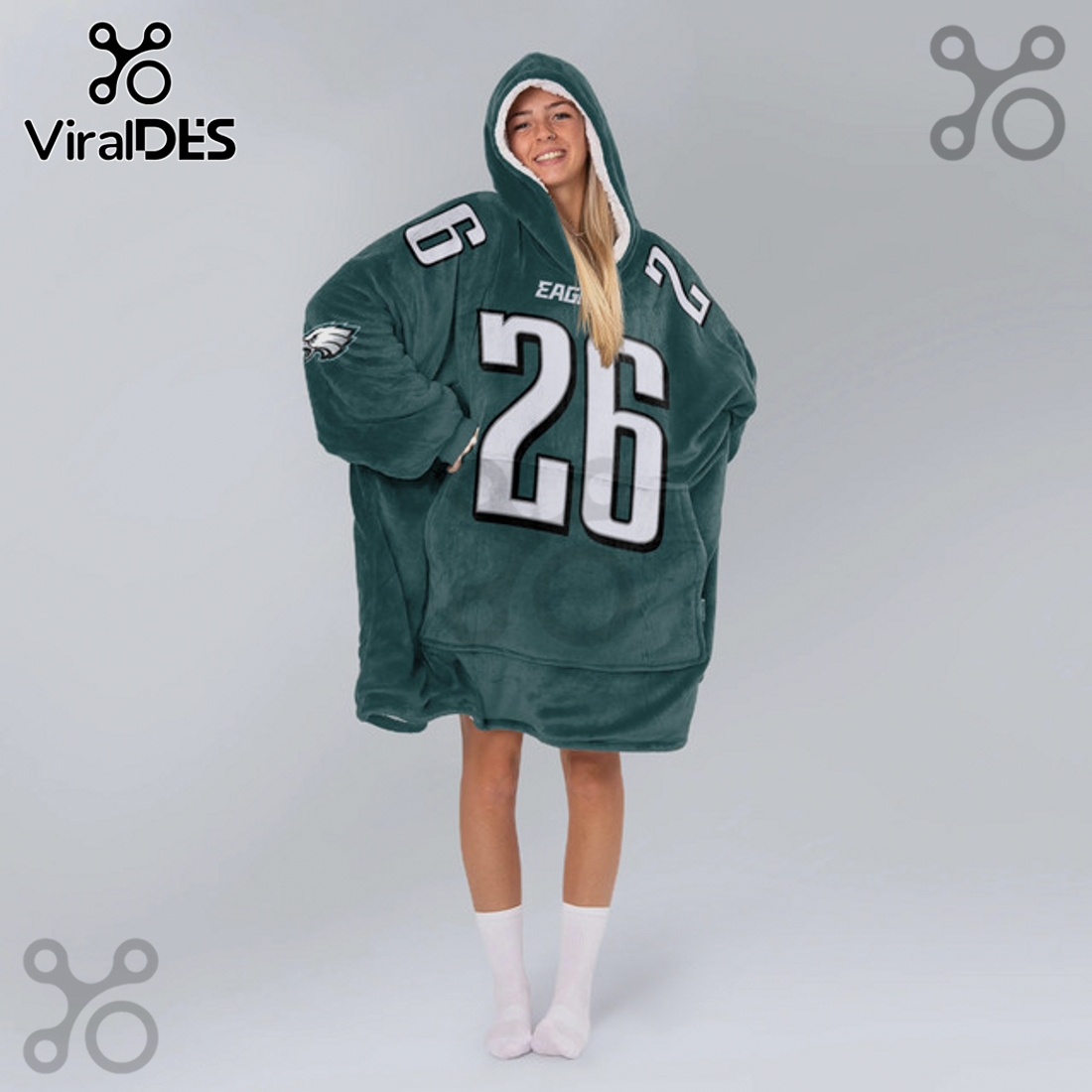 Philadelphia Eagles Saquon Barkley 26 Football Oversized Wearable Blanket Hoodie Philadelphia Eagles Saquon Barkley 26 Football Oversized Wearable Blanket Hoodie