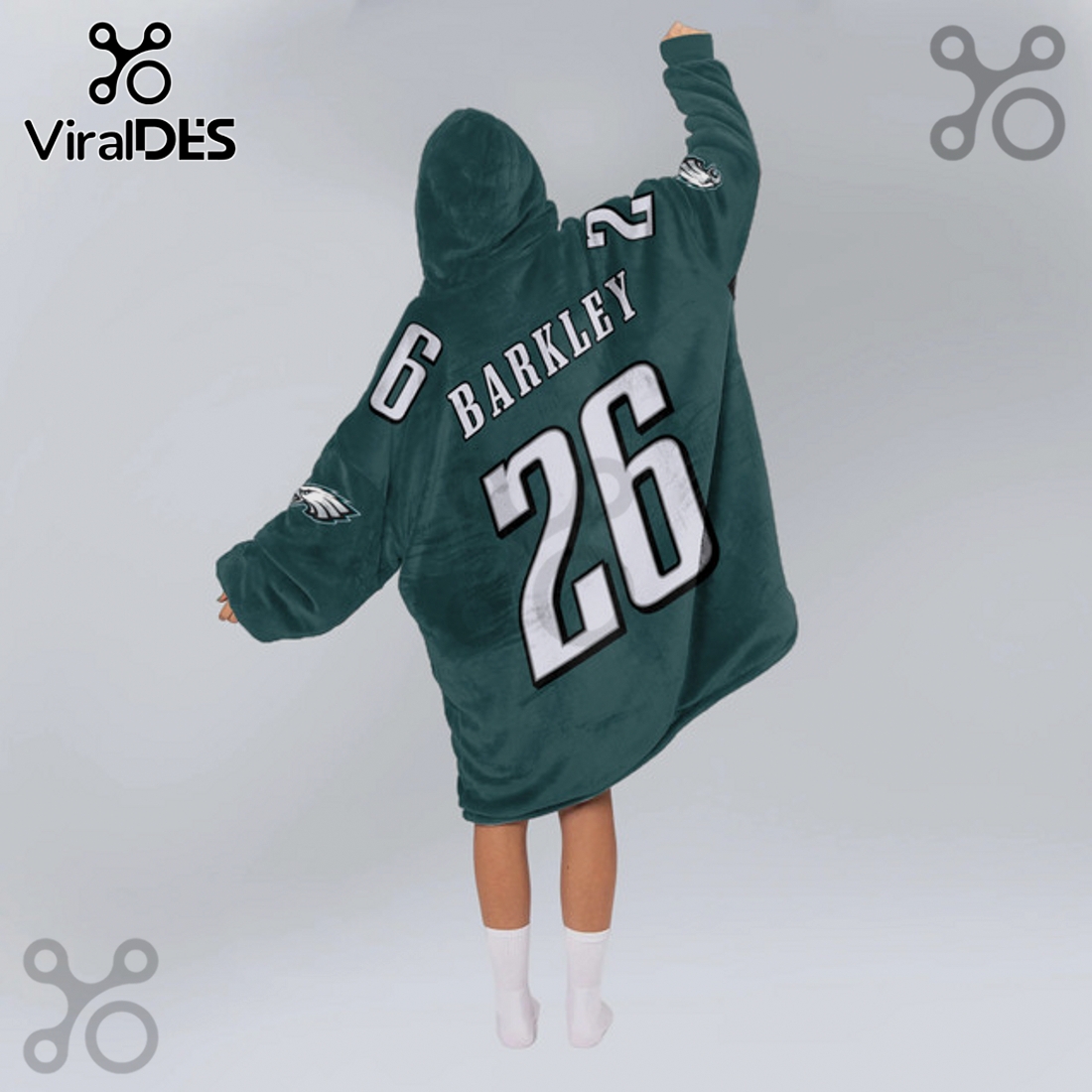 Philadelphia Eagles Saquon Barkley 26 Football Oversized Wearable Blanket Hoodie Philadelphia Eagles Saquon Barkley 26 Football Oversized Wearable Blanket Hoodie