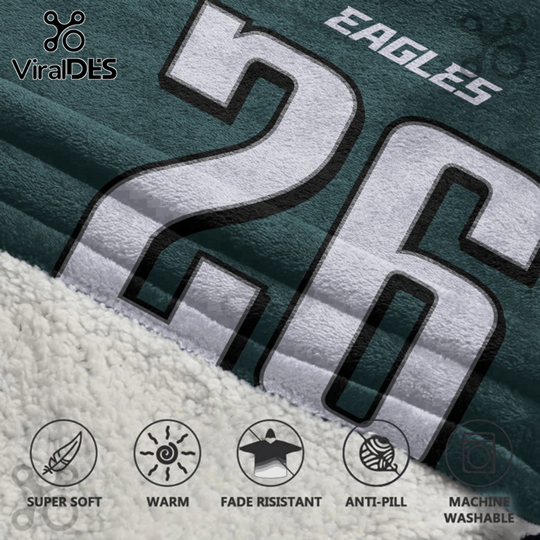 Philadelphia Eagles Saquon Barkley 26 Football Oversized Wearable Blanket Hoodie Philadelphia Eagles Saquon Barkley 26 Football Oversized Wearable Blanket Hoodie