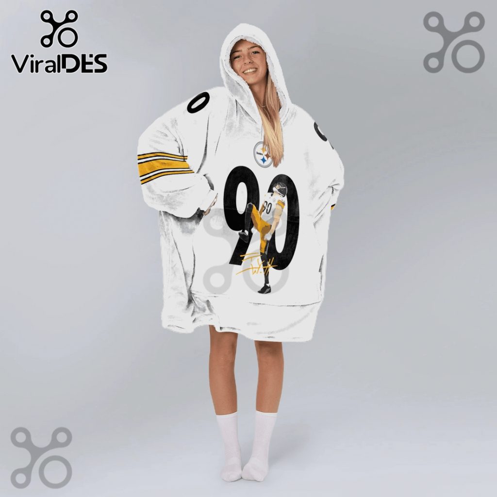 Pittsburgh Steelers T.J. Watt 90 Graphic Oversized Blanket Hoodie