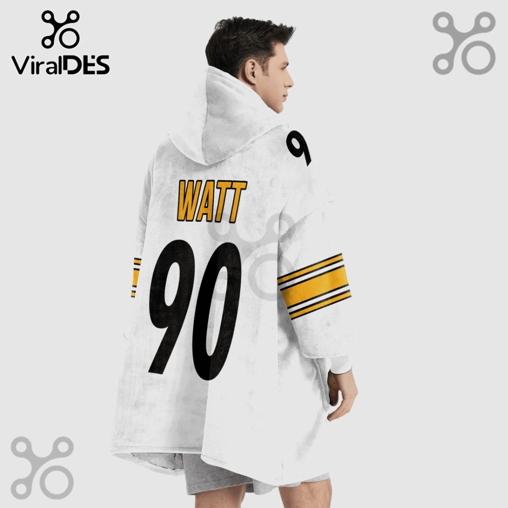 Pittsburgh Steelers T.J. Watt 90 Graphic Wearable Blanket Hoodie Pittsburgh Steelers T.J. Watt 90 Graphic Wearable Blanket Hoodie