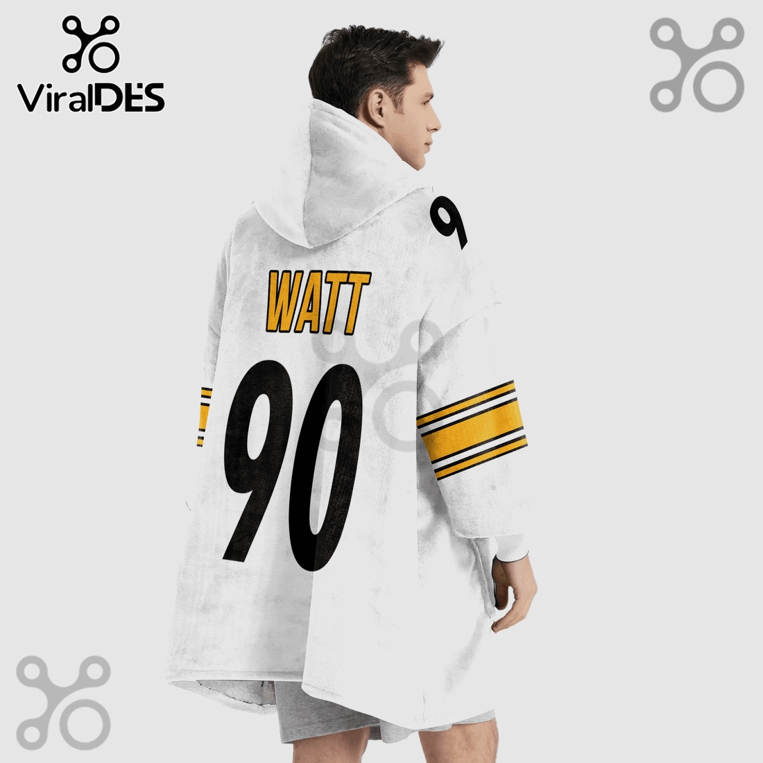 Pittsburgh Steelers T.J. Watt 90 Graphic Wearable Blanket Hoodie Pittsburgh Steelers T.J. Watt 90 Graphic Wearable Blanket Hoodie
