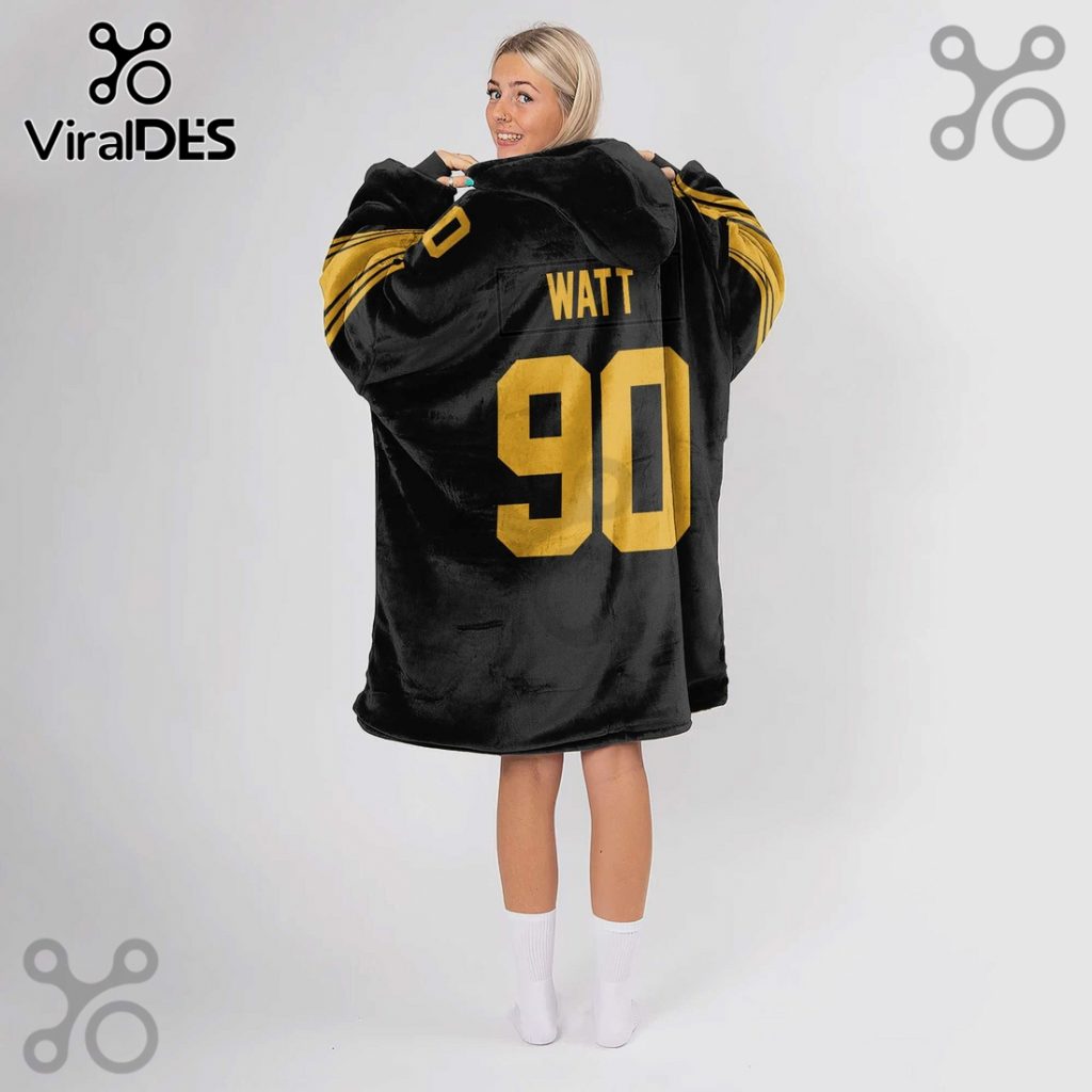 Pittsburgh Steelers Watt 90 NFL Oversized Wearable Blanket Hoodie