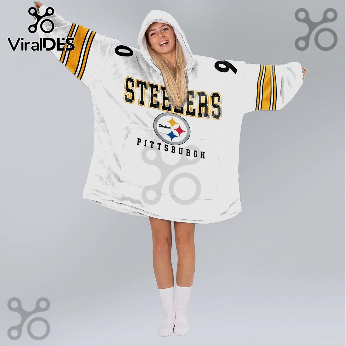 Pittsburgh Steelers Watt 90 Oversized Wearable Blanket Hoodie Pittsburgh Steelers Watt 90 Oversized Wearable Blanket Hoodie