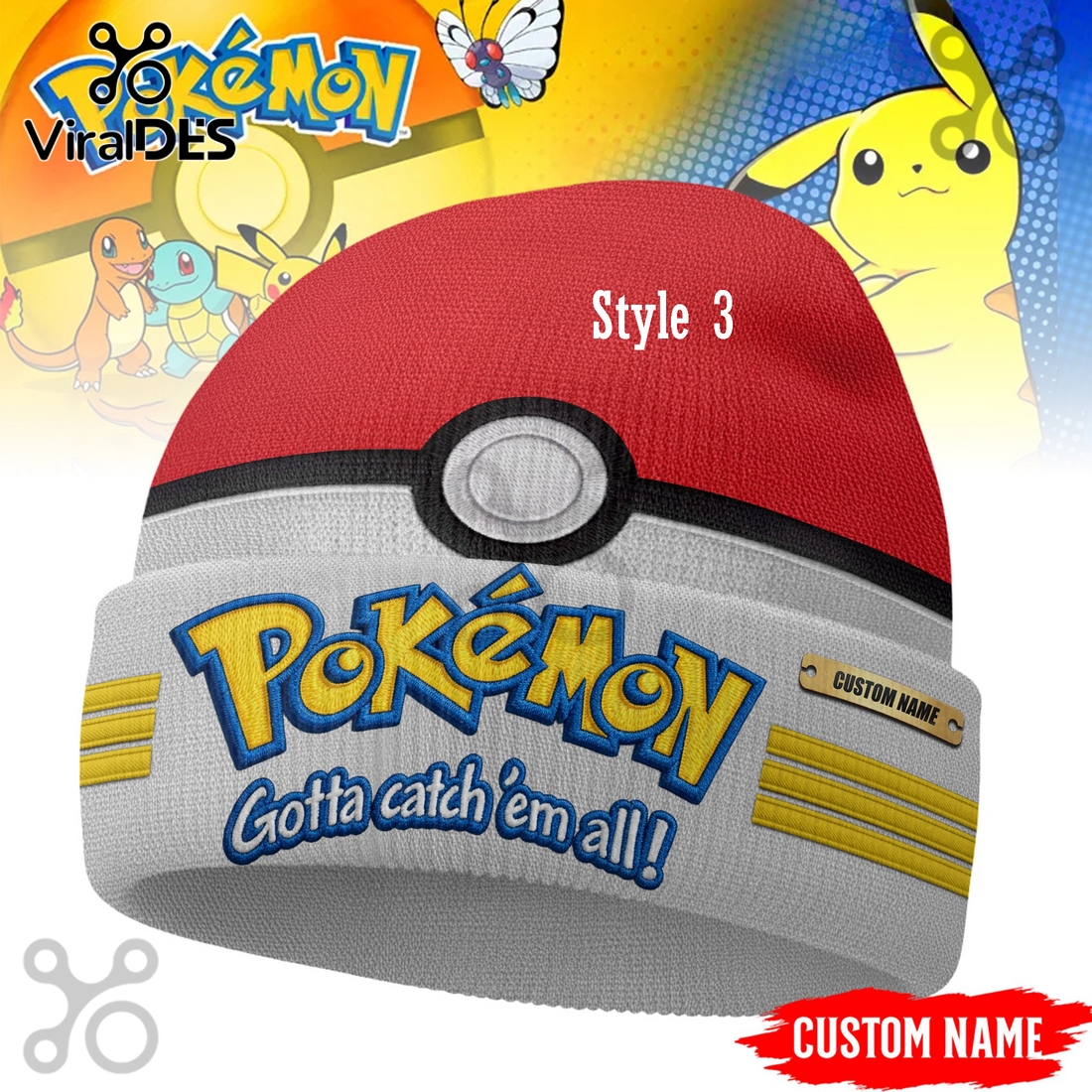 Pokemon Custom Name Beanie Hat Pokemon Custom Name Beanie Hat