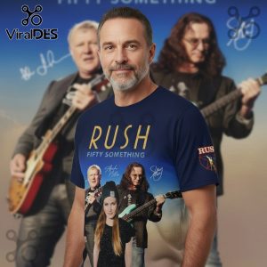 Rush Fifty Something t-shirt featuring band members and autograph graphics.!